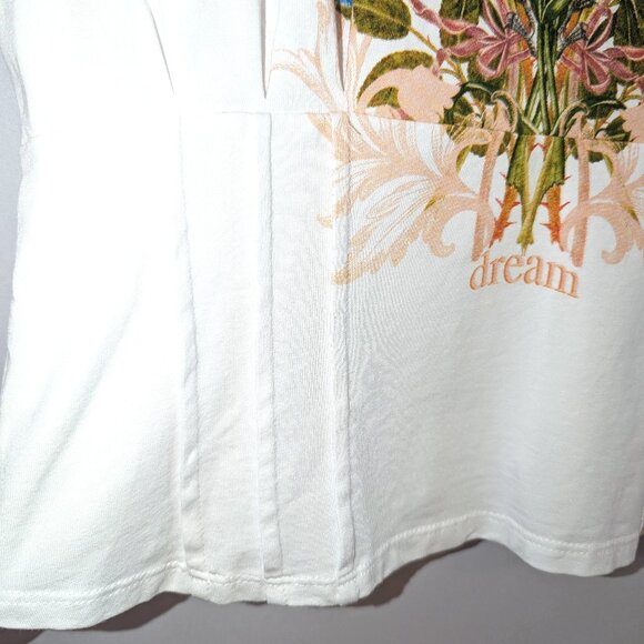 Guess Eco | Je T'aime Corset Tee Floral Graphic in Pure White | Size Medium - Picture 7 of 12